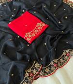 Black Color Rangoli SIlk Blnd Festive Wear Saree