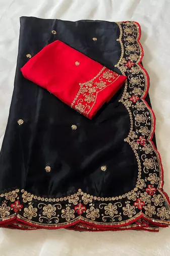 Black Color Rangoli Silk Festive Wear Saree
