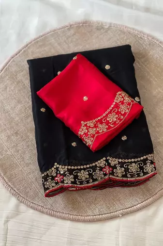 Black Color Rangoli Silk Festive Wear Saree