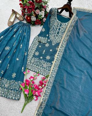 Teal heavily embellished sharara 2