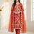 Rust orange embroidered ethnic suit