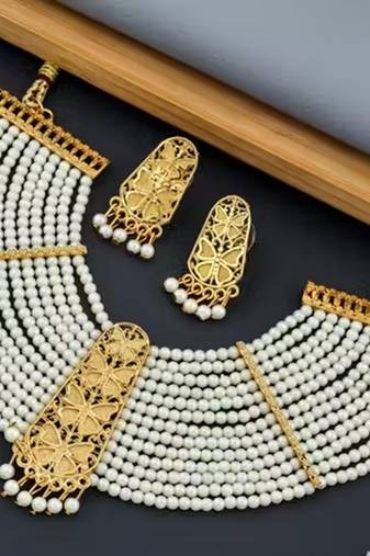 Indian bollywood gold plated kundan choker bridal necklace earrings jewelry set