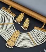 Indian bollywood gold plated kundan choker bridal necklace earrings jewelry set