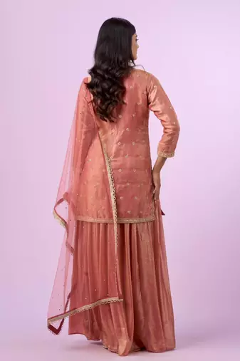 peach tissue silk palazzo set