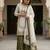 white and olive green silk blend palazzo set