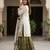 white and olive green silk blend palazzo set