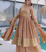 beige fendi crush zari sequin plus size sharara set