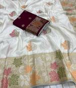 White Color Meenakari Zari Weaving Dola SIlk Blnd Saree