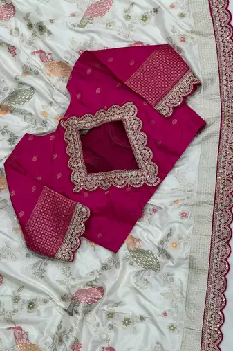 White Color Wedding Special Dola Silk Zari Weaving Saree