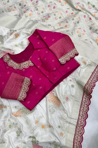 White Color Wedding Special Dola Silk Zari Weaving Saree