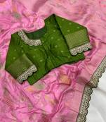 Pink Color Wedding Special Dola SIlk Blnd Zari Weaving Saree