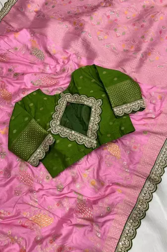 Pink Color Wedding Special Dola Silk Zari Weaving Saree