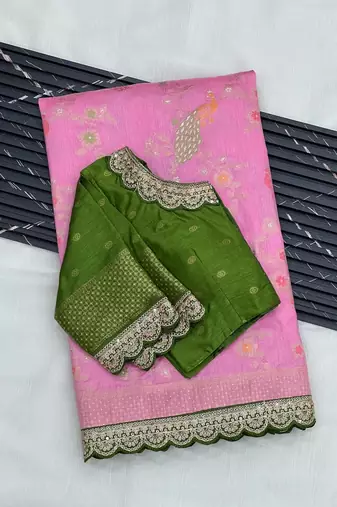Pink Color Wedding Special Dola Silk Zari Weaving Saree