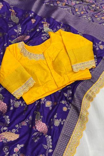 Purple Color Wedding Special Dola SIlk Blnd Zari Weaving Saree