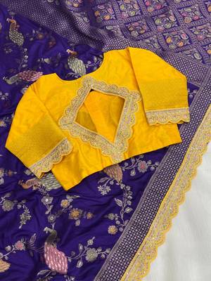 Purple Color Wedding Special Dola Silk Zari Weaving Saree 2