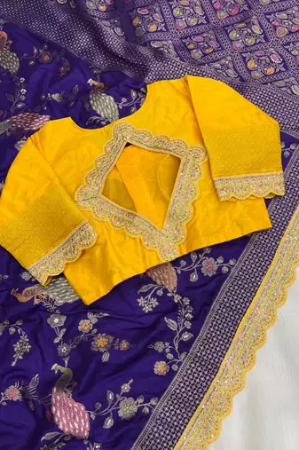 Purple Color Wedding Special Dola Silk Zari Weaving Saree