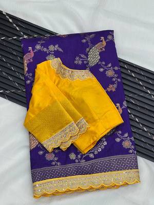 Purple Color Wedding Special Dola Silk Zari Weaving Saree 3