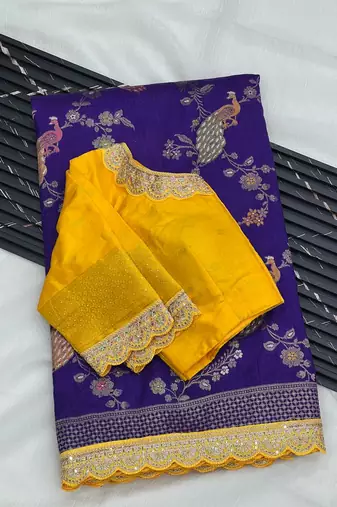 Purple Color Wedding Special Dola Silk Zari Weaving Saree