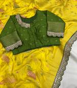 Yellow Color Wedding Special Dola SIlk Blnd Zari Weaving Saree
