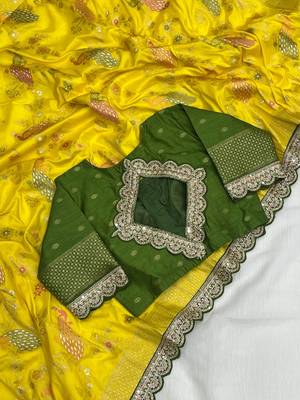 Yellow Color Wedding Special Dola Silk Zari Weaving Saree 2
