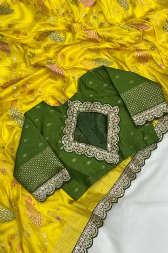 Yellow Color Wedding Special Dola Silk Zari Weaving Saree