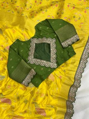 Yellow Color Wedding Special Dola Silk Zari Weaving Saree 3