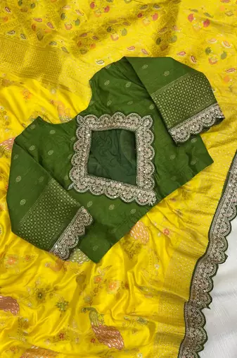 Yellow Color Wedding Special Dola Silk Zari Weaving Saree