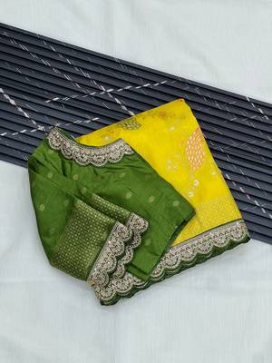 Yellow Color Wedding Special Dola Silk Zari Weaving Saree 5