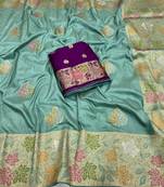 Sea Green Color Meenakari Zari Weaving Dola SIlk Blnd Saree