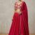 Red Roman silk, Embroidery Round Neck Lehenga Blouse Set