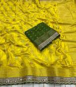 Yellow Color Designer Dola SIlk Blnd Zari Weaving Saree