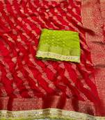 Red Color Designer Dola SIlk Blnd Zari Weaving Saree