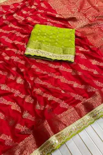 Red Color Designer Dola SIlk Blnd Zari Weaving Saree