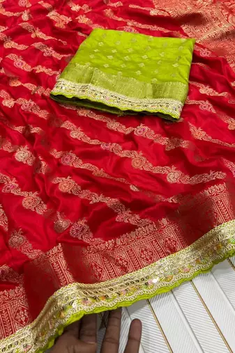 Red Color Designer Dola SIlk Blnd Zari Weaving Saree