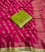 Rani Pink Color Designer Dola SIlk Blnd Zari Weaving Saree