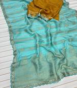 Sky Blue Color Traditional Viscose SIlk Blnd Saree