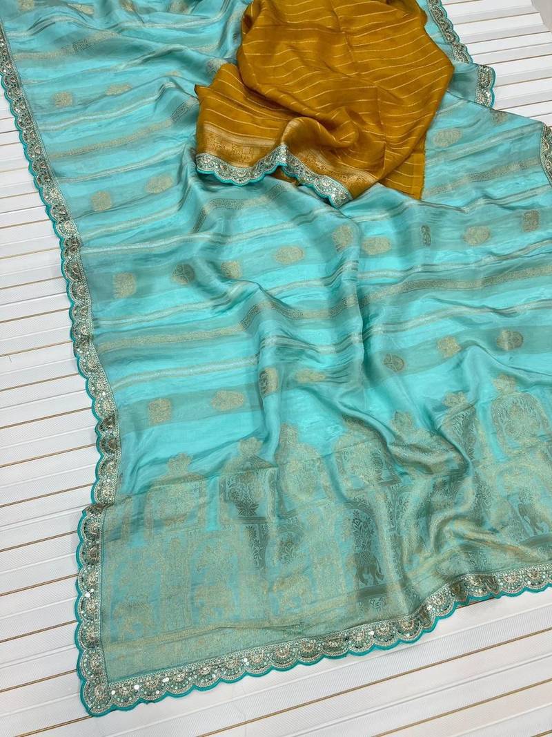 Sky Blue Color Traditional Viscose SIlk Blnd Saree
