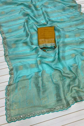Sky Blue Color Traditional Viscose Silk Saree