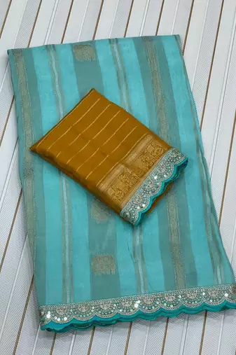 Sky Blue Color Traditional Viscose Silk Saree