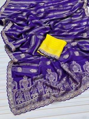Purple Color Traditional Viscose Silk Saree 1