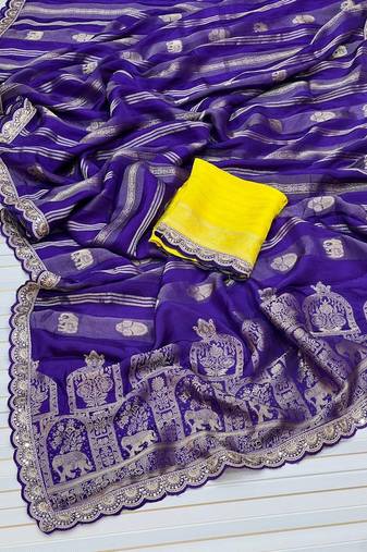 Purple Color Traditional Viscose SIlk Blnd Saree