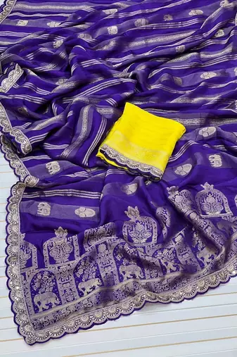 Purple Color Traditional Viscose SIlk Blnd Saree