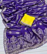 Purple Color Traditional Viscose SIlk Blnd Saree