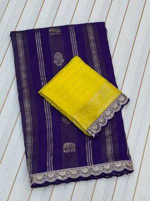 Purple Color Traditional Viscose Silk Saree 2