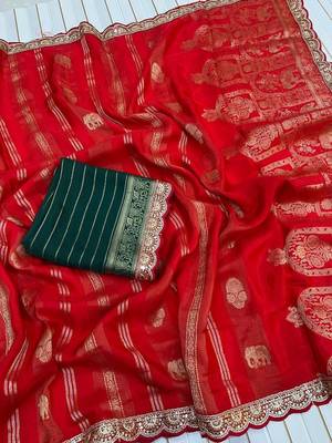 Red Color Traditional Viscose Silk Saree 1