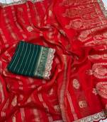 Red Color Traditional Viscose SIlk Blnd Saree