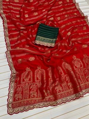 Red Color Traditional Viscose Silk Saree 2