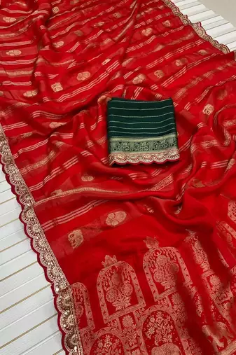 Red Color Traditional Viscose Silk Saree