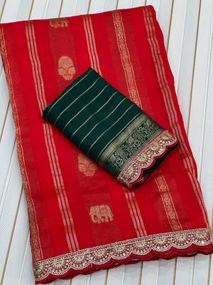 Red Color Traditional Viscose Silk Saree 4