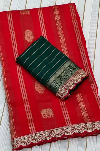 Red Color Traditional Viscose Silk Saree